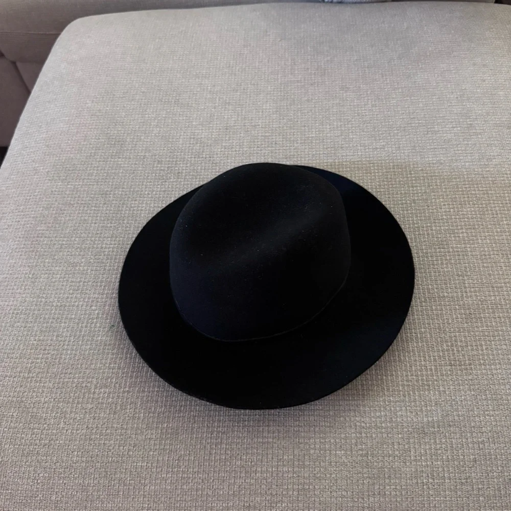 rag & bone Sleek Black Fedora wool hat size small